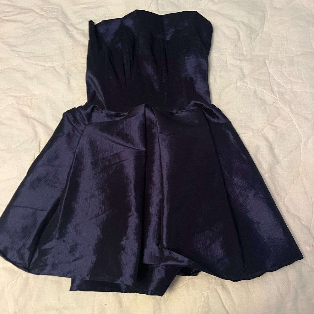 Elegant Strapless Navy Dress